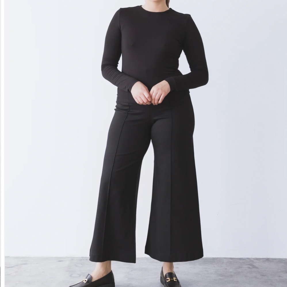 Ripley Rader Black Wide Leg Ponte Pants High Rise Side Zip Size 2+ Made In Usa